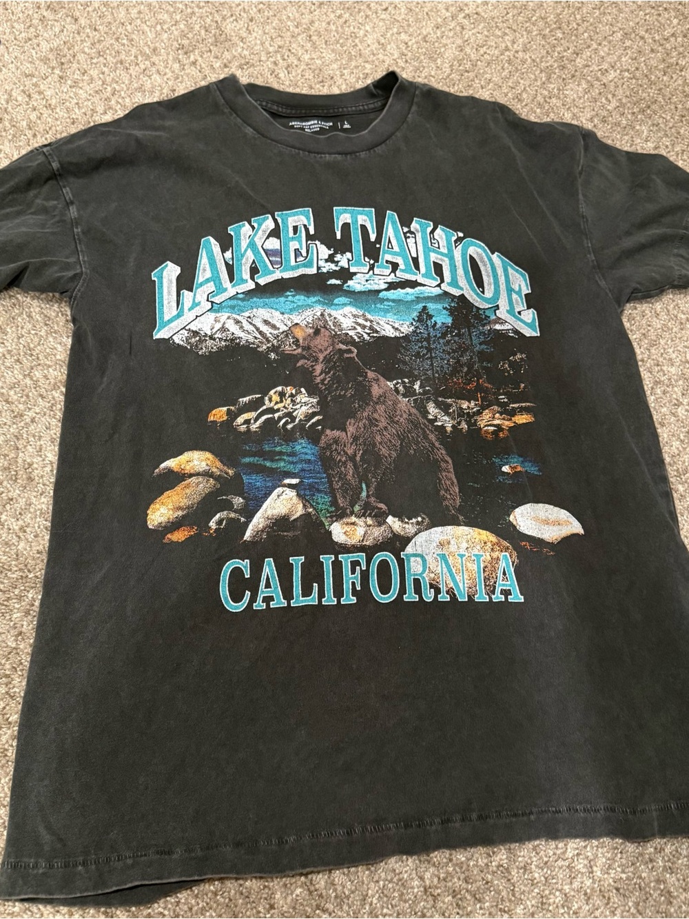 Abercrombie Lake Tahoe California Graphic T‑Shirt - Black